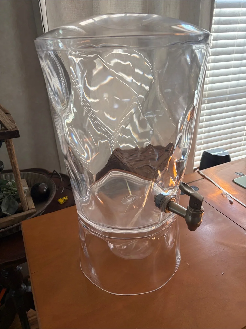Clear Acrylic Beverage Dispenser with Brass Spigot -